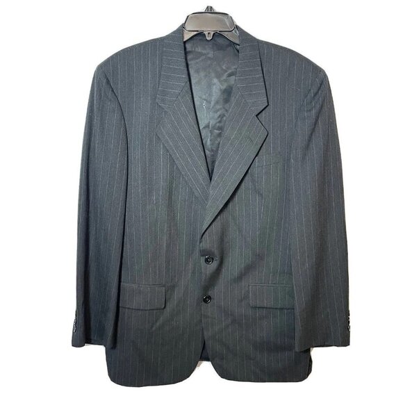 Christian Dior Mens Wool Striped Sport Coat Blazer Dark Gray 42R Single Breasted - Picture 1 of 6